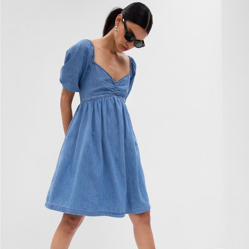 GAP Denim Puff Sleeve Denim Mini Dress with
Washwell XL